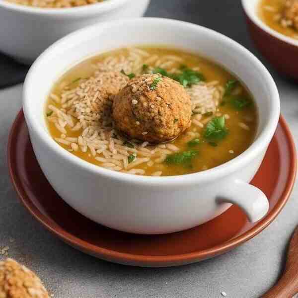Суп с рисом и куриными фрикадельками